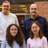 Paper authors stand on the stairs outside Burrill Hall. From left, back row, Jared Butts, Patrick Sweeney, Ingrid Possa, Dajin Cho